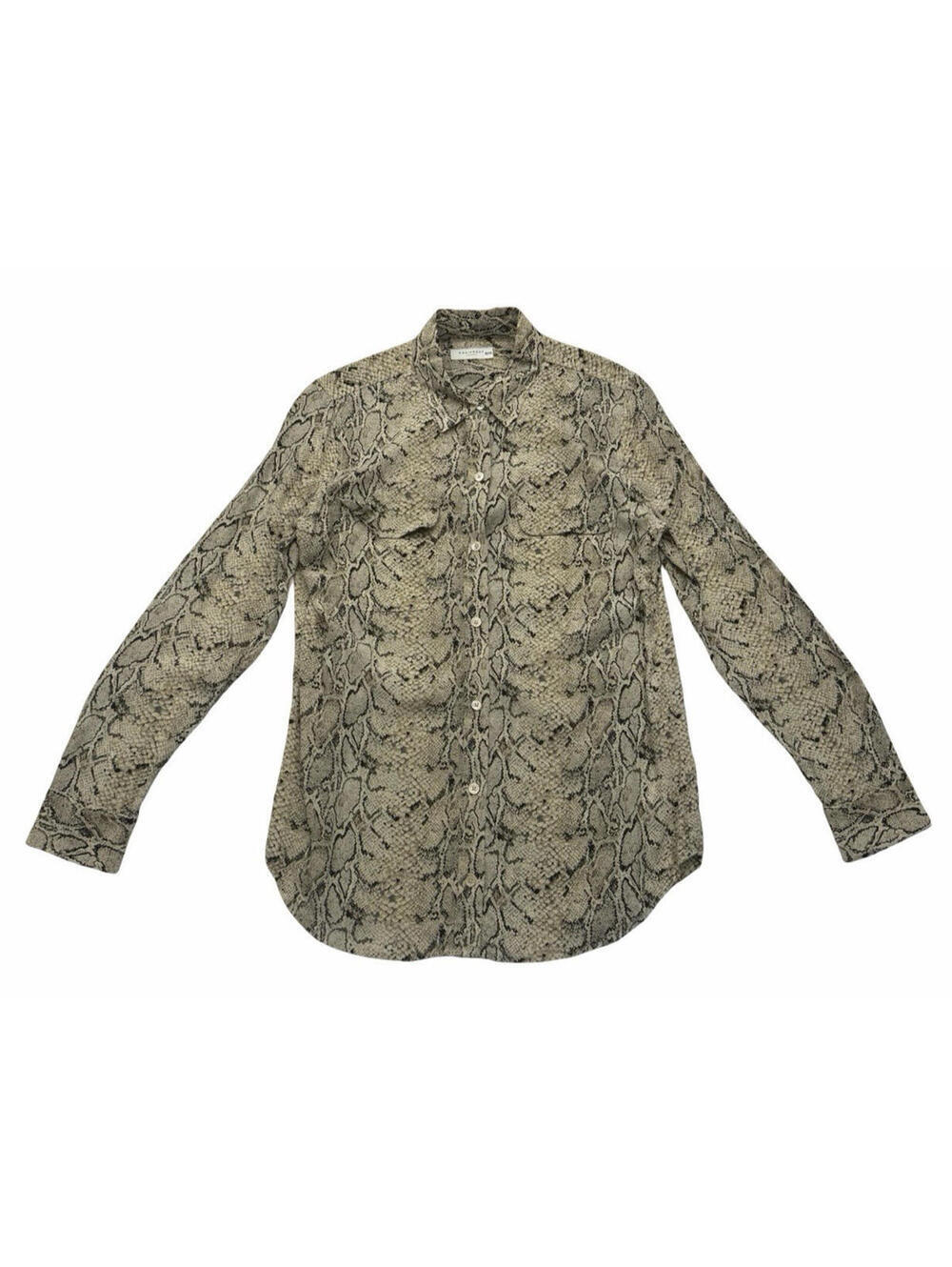 Equipment Femme Signature Silk Button Front Blouse Snakeprint Grey Size M